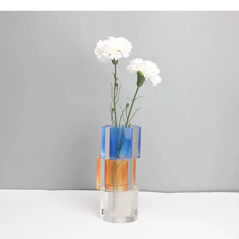 Multicolour Crystal Glass Vase Flowers Pots Desk Decoration Flower Arrangement Floral Vases Room Aesthetic Decor