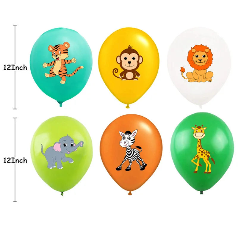 12 Inch Jungle Animal Latex Balloon Giraffe Lion Tiger Balloon Children Safari Birthday Party Decoration Baby Shower Ball