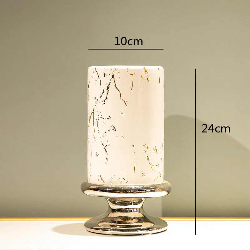 Ceramic Vase Marble Grain Tall Flowerpot  Flower Arrangement Hydroponics Home Furnishing Decoration Vases Pots Terrarium