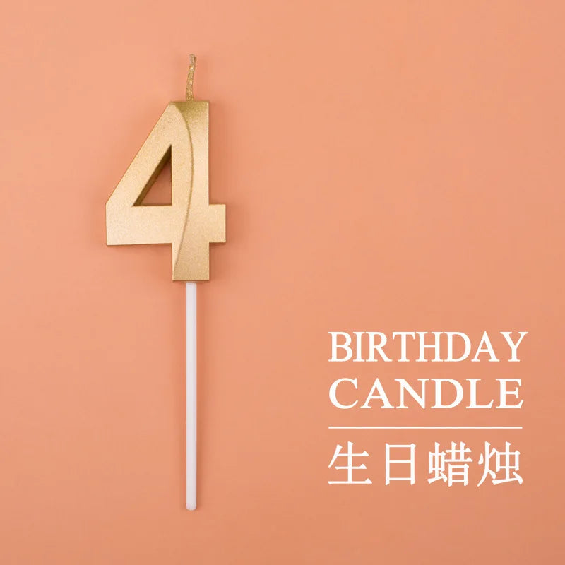 Birthday Digital Cake Candle Opera House Candles Golden Pink Blue Diamond Number Birthday Party Candles Creative Decoration