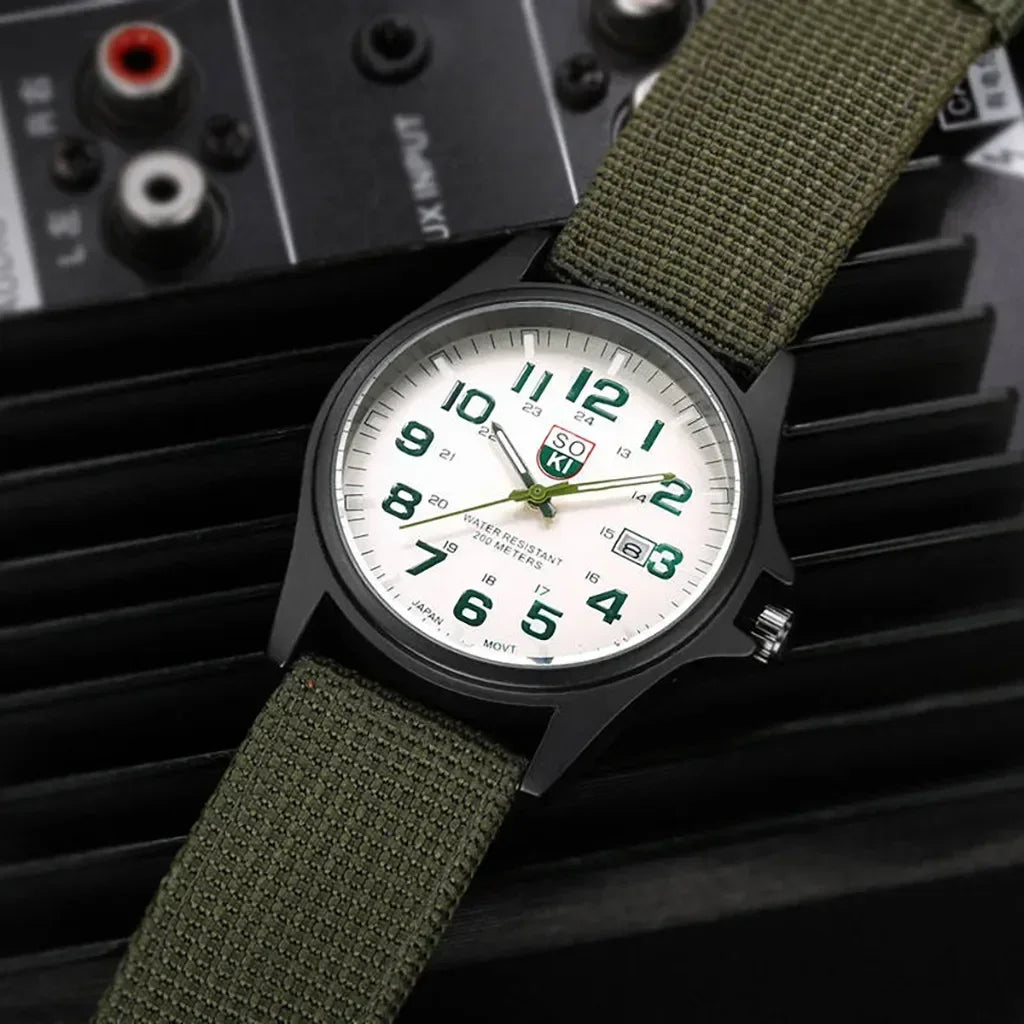 2024 New Fashionable Casual Men Watch Fashion Men's Military Watch Woven Nylon Belt Calendar Quartz Watch Часы Мужские Наручные