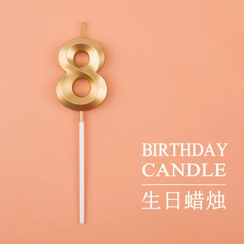 Birthday Digital Cake Candle Opera House Candles Golden Pink Blue Diamond Number Birthday Party Candles Creative Decoration