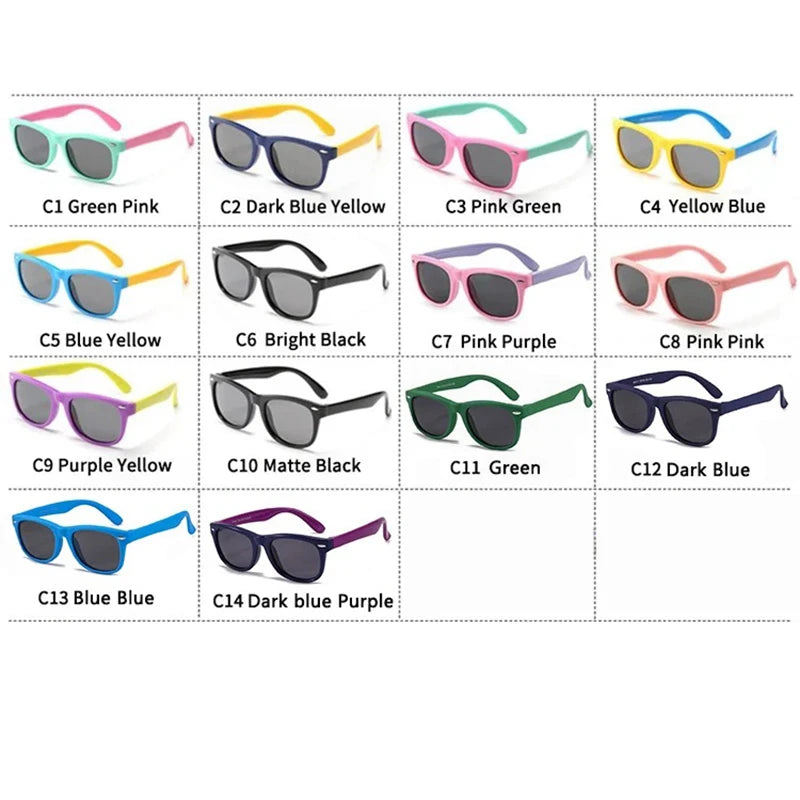Kids Polarized Sunglasses TR90 Boys Girls UV Protection Sun Glasses Silicone Safety Glasses For Children Baby Eyewear Age 3-12