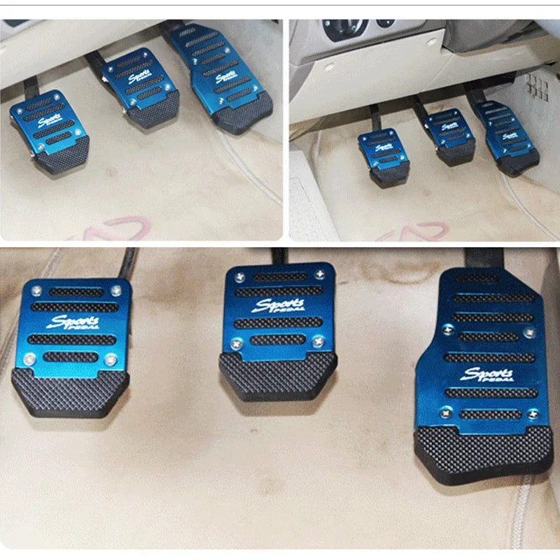 Universal Aluminum Automatic Transmission Car Pedal Cover Brake Fuel Gas Foot Pad Set Kit Pedals Red Blue Silver Non-Slip Tools