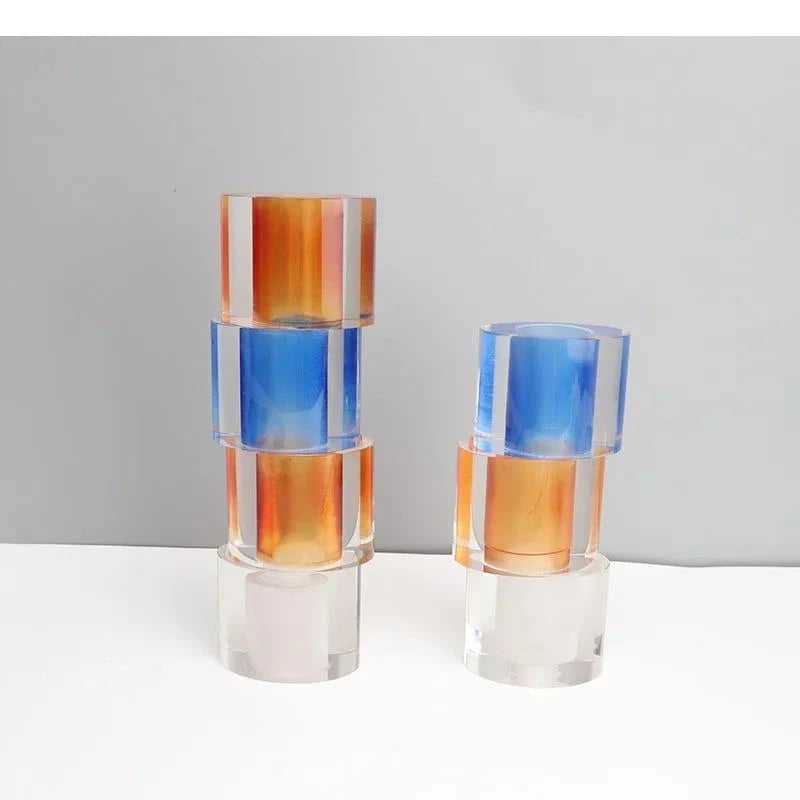 Multicolour Crystal Glass Vase Flowers Pots Desk Decoration Flower Arrangement Floral Vases Room Aesthetic Decor