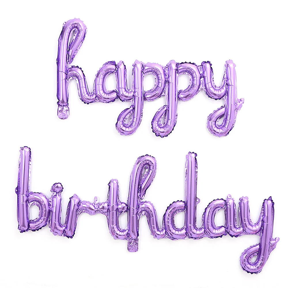 2pcs/set Happy Birthday Balloons Pink Purple Aluminium Foil Balloon Birthday Party Decoration Suppries Home DIY Accessories Prop