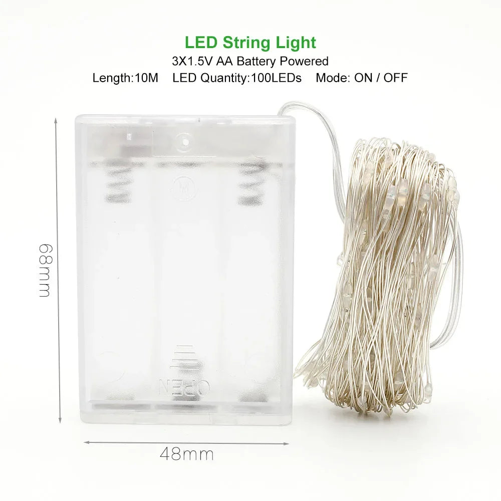2M 5M 10M LED String Light LED Fairy Lights battery power For Christmas tree Garland Holiday Wedding Party New Year Decoration