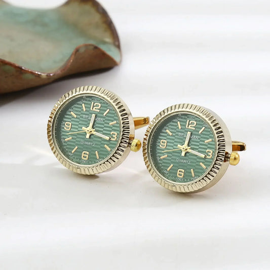 Luxury Retro Men's Watches Cufflinks French Shirts Cufflink Round Rotating Clock Buttons Men New High-end Business Jewelry Gifts