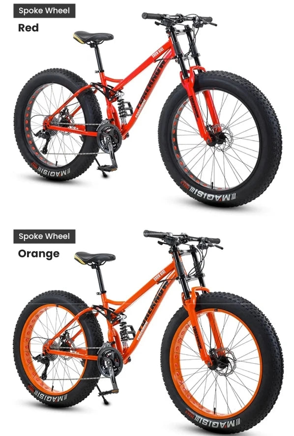 Snow Bike 24/26 Inch 21/24/27/30 Speed Spoke Wheel Mountain Bicycle 4.0 Fat Tires Hanging Type Disc Brake Beach Off Road