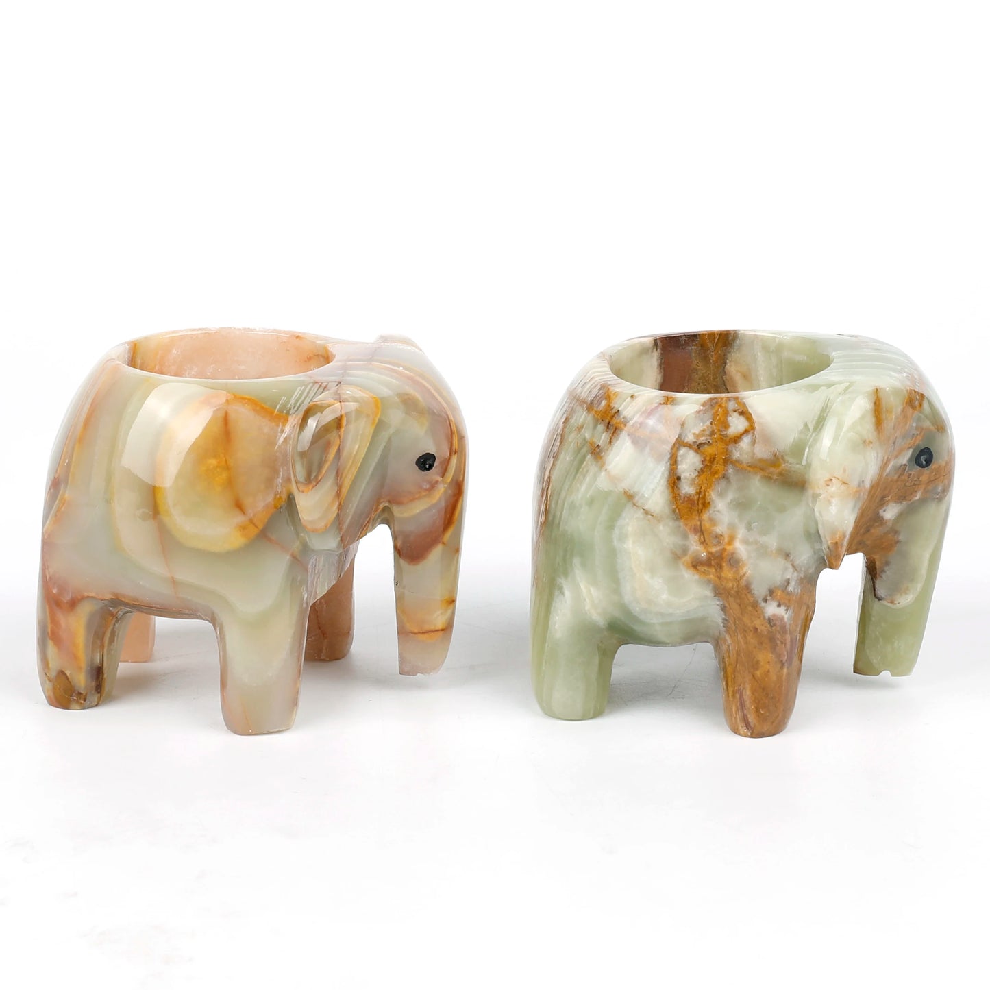 Natural Stones Candle Holder Marble Elephant Shape Candlestick Afghanistan Jade Home Decoration For Dinner Party Table Decor
