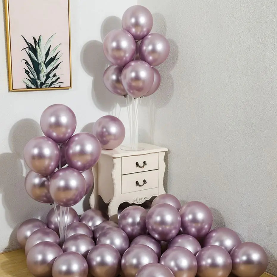 5Inch 10Pcs Latex Balloon Gold Silver Black Pink Xmax Balloon Wedding Happy Birthday Metallic Chrome Balloon Decoration