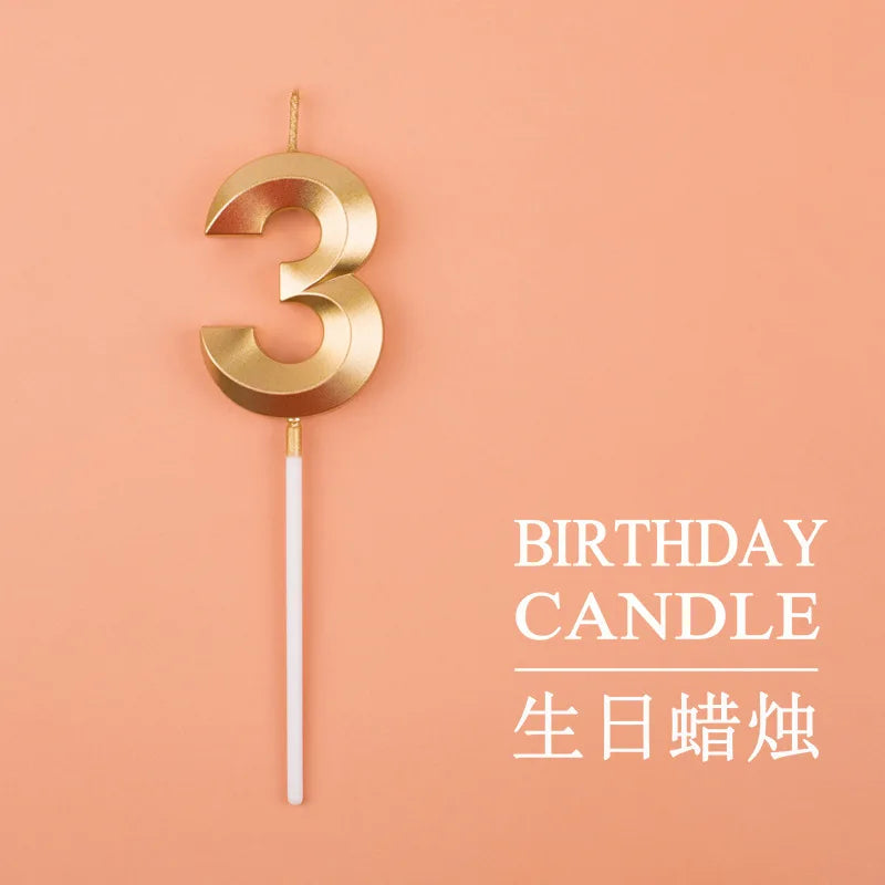 Birthday Digital Cake Candle Opera House Candles Golden Pink Blue Diamond Number Birthday Party Candles Creative Decoration