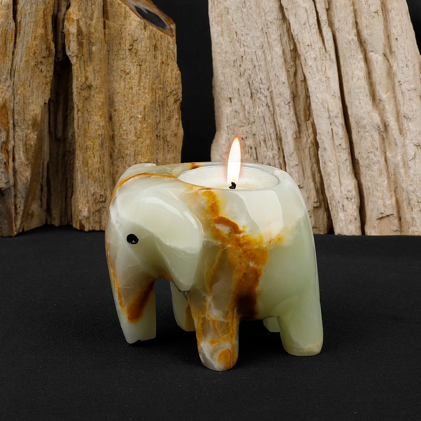 Natural Stones Candle Holder Marble Elephant Shape Candlestick Afghanistan Jade Home Decoration For Dinner Party Table Decor