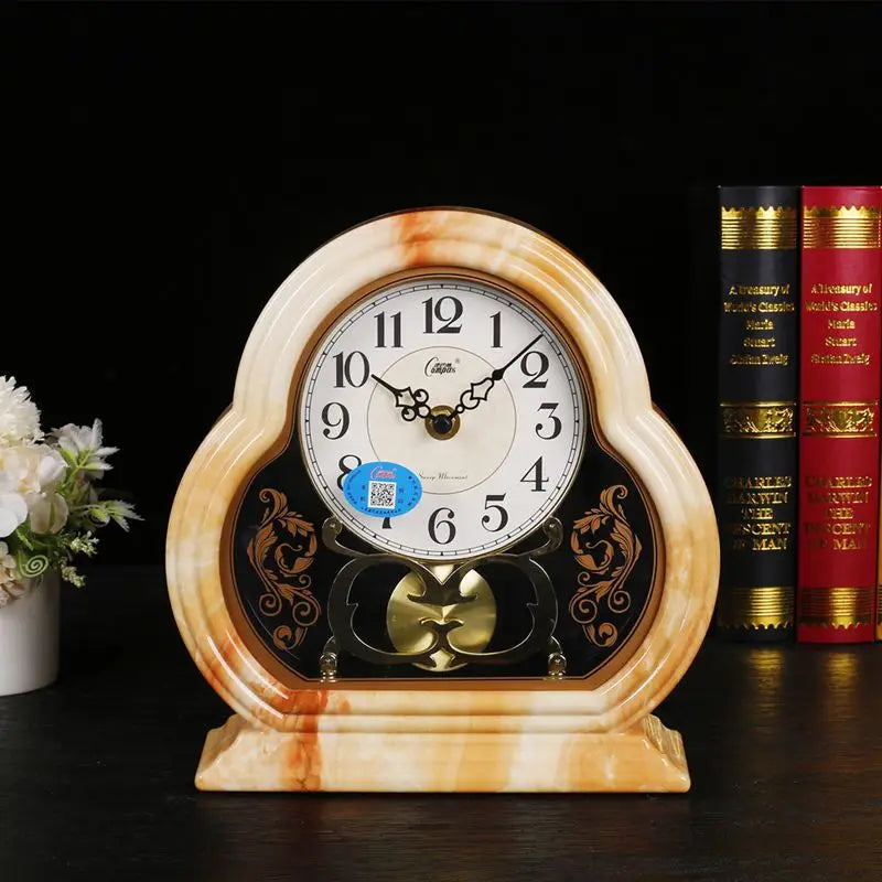 Modern American Home Furnishings Clocks and Watches European Silent Bedside Rotating Chinese Desk Clock