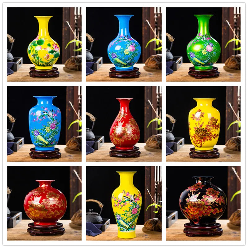 Chinese Style ceramics Vase Jingdezhen Black Porcelain Crystal Glaze Flower Vase Home decoration accessories Handmade Vases