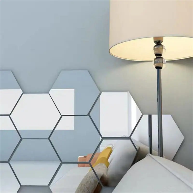 Lots Hexagonal Acrylic Mirror Wall Sticker Mini Mirror Solid Paster Self-adhesive Gold Silver Decals Home Bedroom Art Decoration