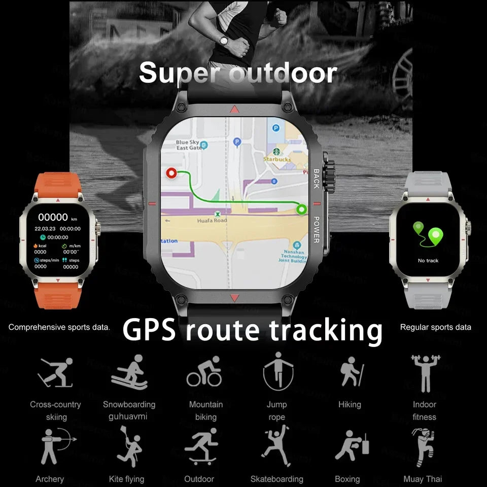 New For Xiaomi Huawei Military Smart Watches Men Outdoor GPS Sports Fitness Tracker Health Monitor BT Call NFC Smartwatch 2024