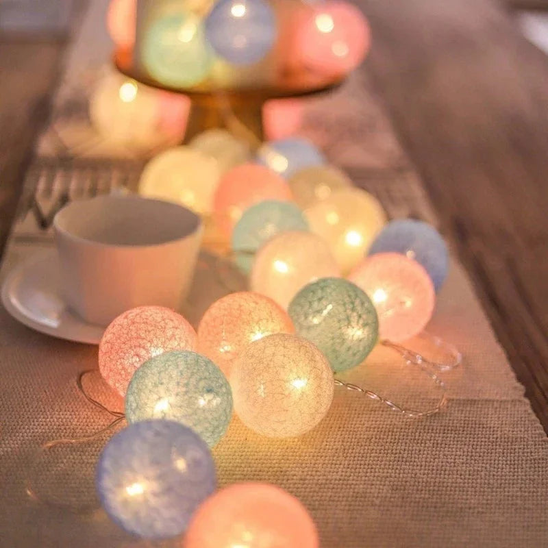 10 LED Cotton USB Balls String Christmas Fairy Lights Novelty Lamp Chain for Home Outdoor Garland Wedding Party Decoration