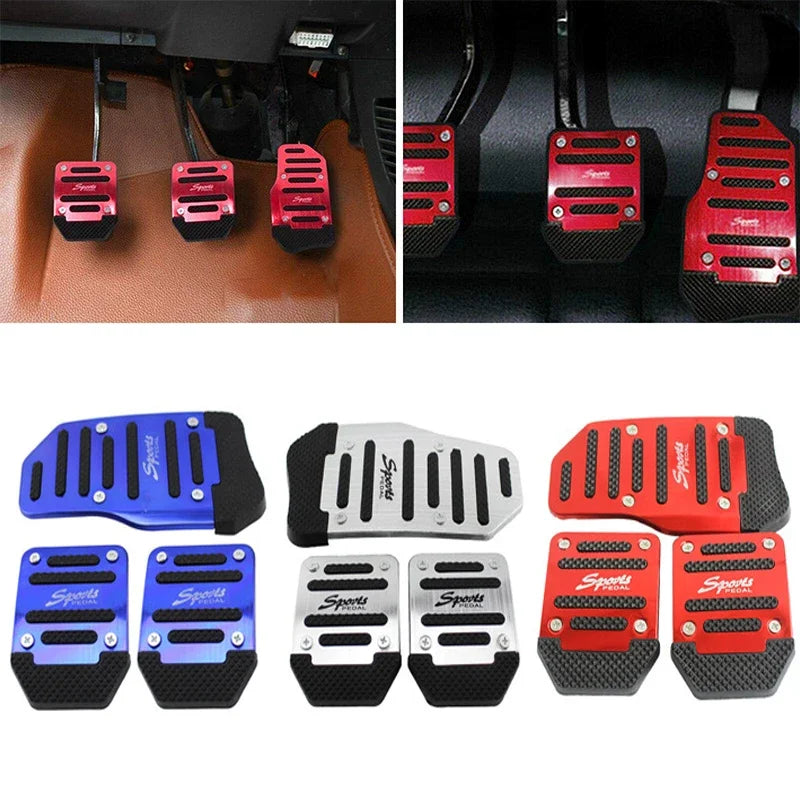 Universal Aluminum Automatic Transmission Car Pedal Cover Brake Fuel Gas Foot Pad Set Kit Pedals Red Blue Silver Non-Slip Tools