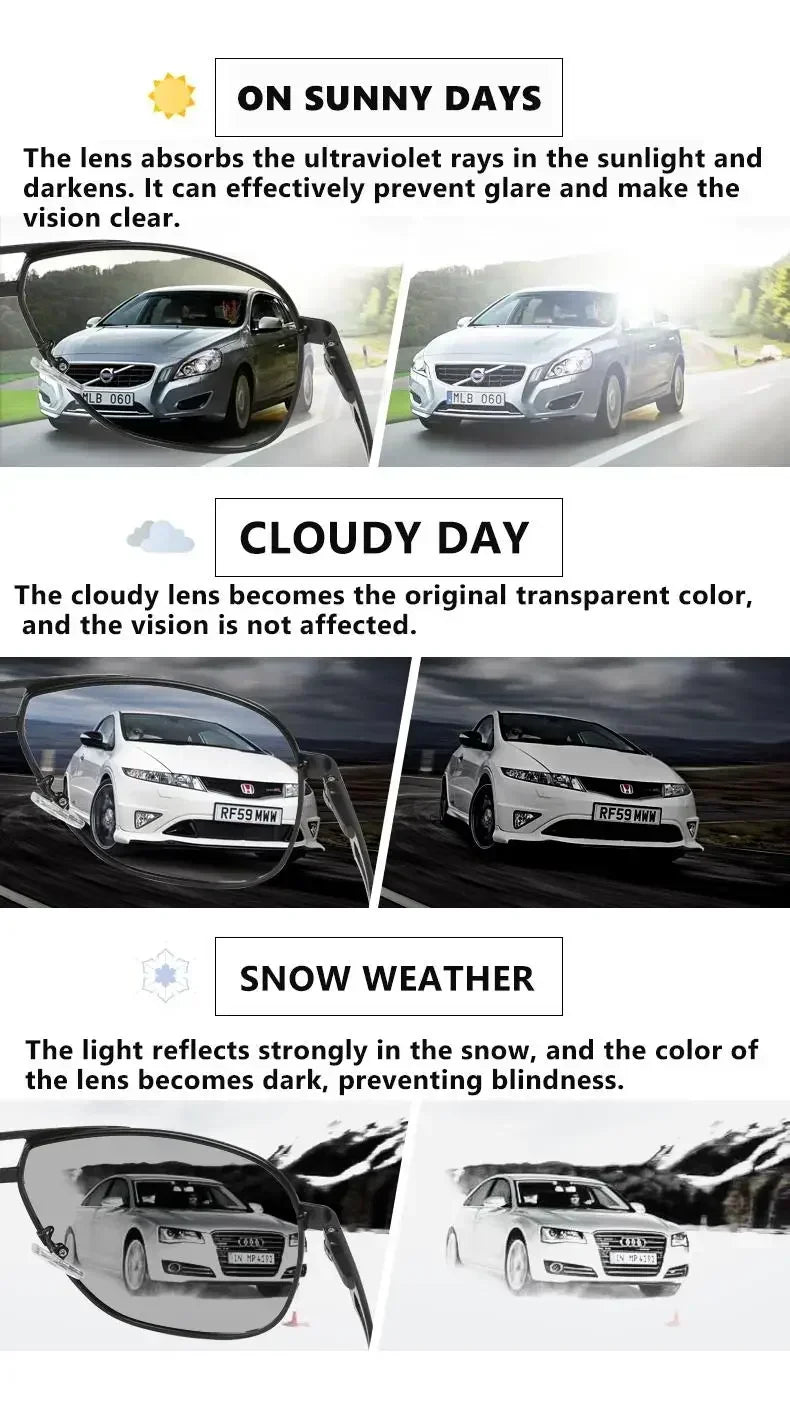 Photochromic Polarized Sunglasses for Men Fashion Sun Glasses Men Women Luxury Driving Classic Cycling Sunglasses 2024