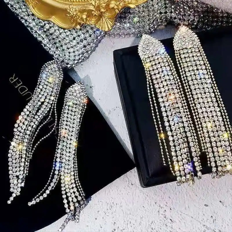 Korean Fashion Emerald Crystal Dangle Earrings for Women Trendy Gold Color Hollow Stud Earring Birthday Gifts Pendientes Mujer