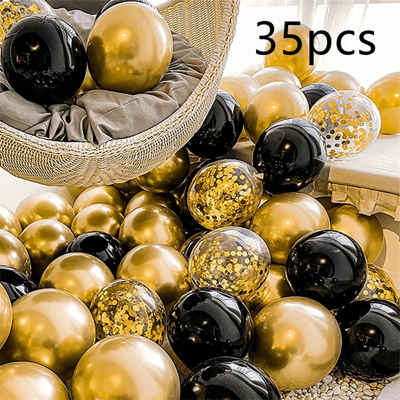 16pcs Black Metallic Sequin Balloons for Birthday Wedding Graduation Party Balloon Decoration