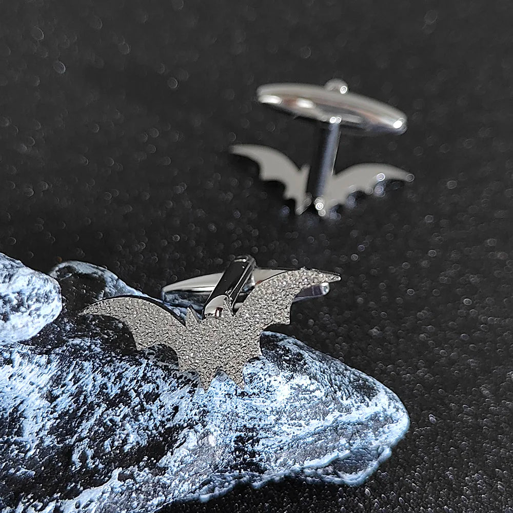 Luxury Bat Men Cufflinks Sleeve Wrist Buttons Shirt Clasps Stainless Steel Cuff Buckle Wedding Grooms Women Jewelry Gift Set