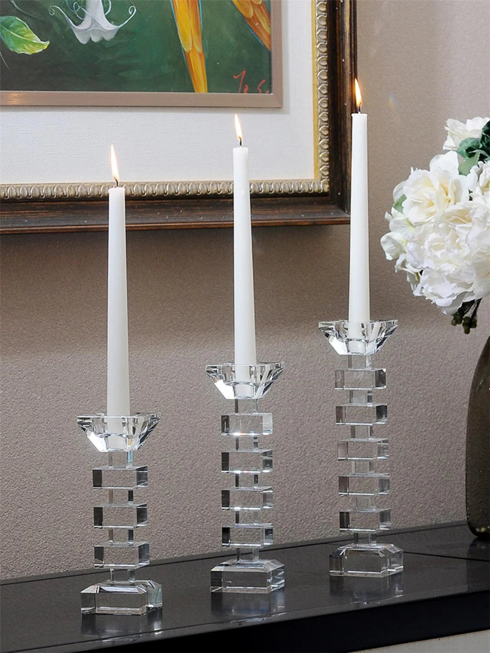 Crystal Glass Creative Romantic Candle Holders Tealight Candlestick Wedding Decorations Home Party Ornaments Desktop Candlestick