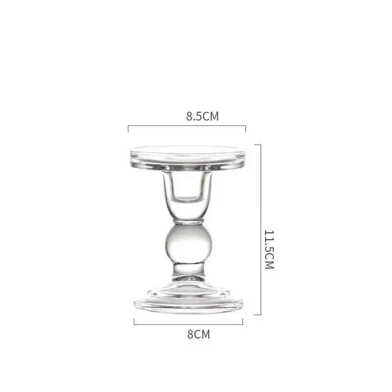 1pc 3.46 / 4.52 / 5.51inch Glass Candle Holders for Pillar Candle and Taper Candle Wedding Decoration Candlestick Set Home Decor