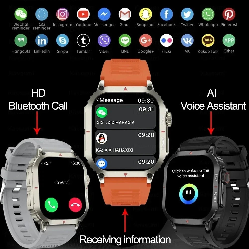 New For Xiaomi Huawei Military Smart Watches Men Outdoor GPS Sports Fitness Tracker Health Monitor BT Call NFC Smartwatch 2024