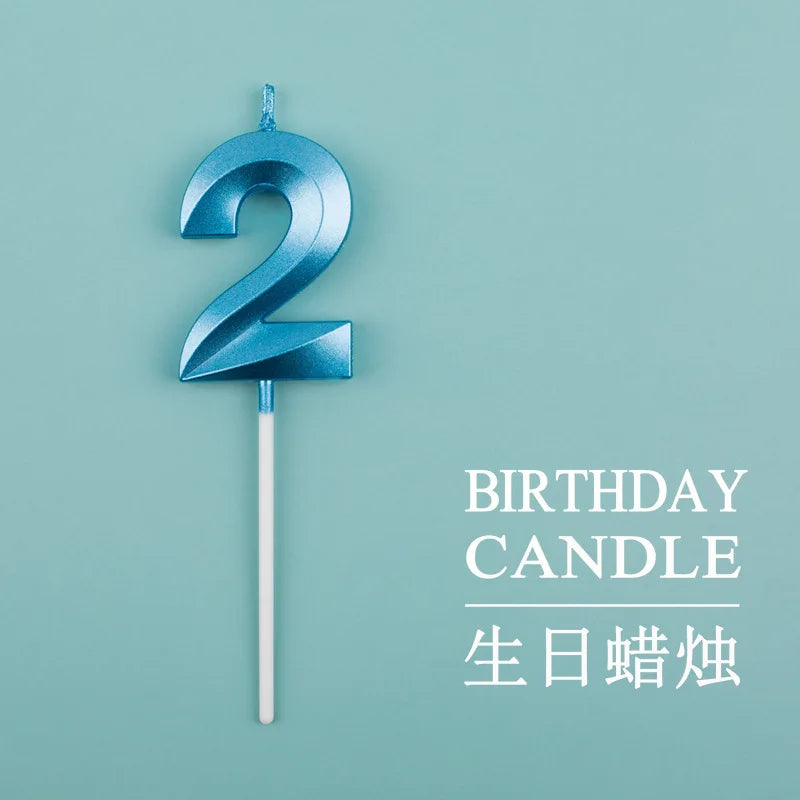 Birthday Digital Cake Candle Opera House Candles Golden Pink Blue Diamond Number Birthday Party Candles Creative Decoration