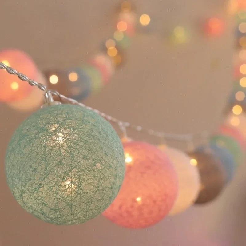 10 LED Cotton USB Balls String Christmas Fairy Lights Novelty Lamp Chain for Home Outdoor Garland Wedding Party Decoration
