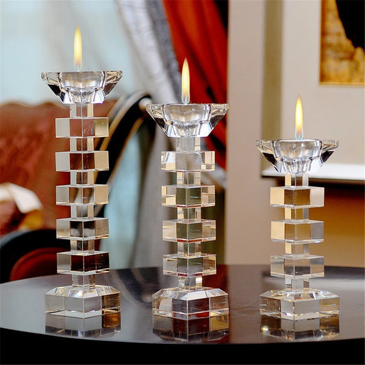 Crystal Glass Creative Romantic Candle Holders Tealight Candlestick Wedding Decorations Home Party Ornaments Desktop Candlestick