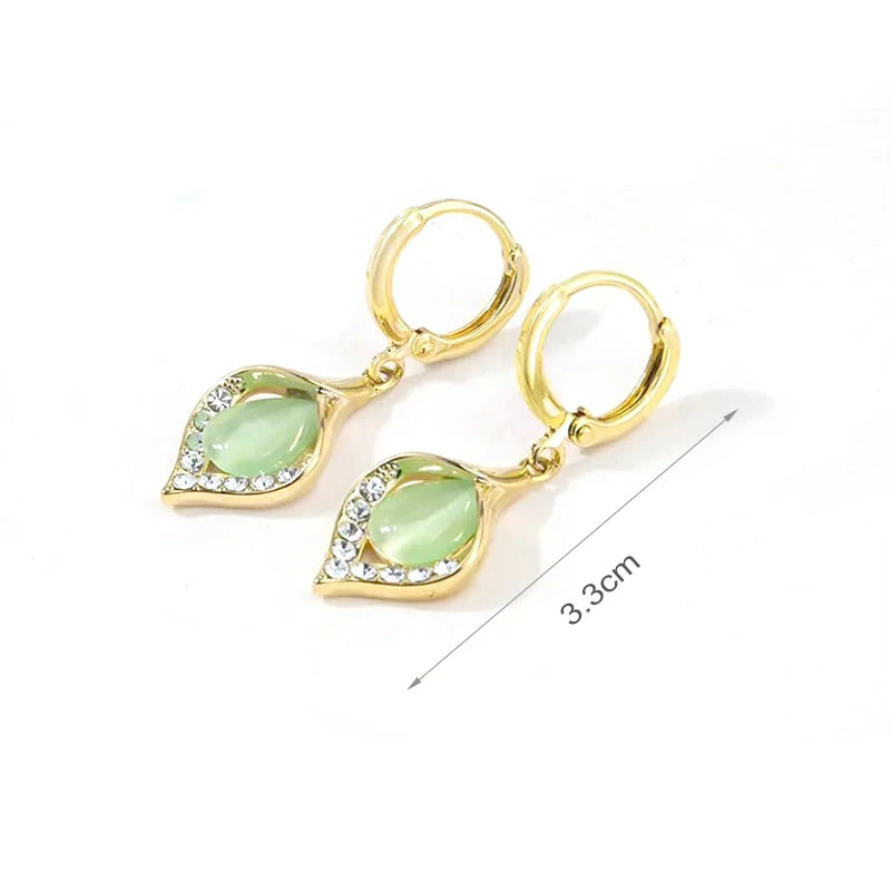 Luxury High-end Temperament Trendy Fashion Ladies Cat's Eye Stone Angel Eye Earrings,Earrings Jewelry Gift Accessories