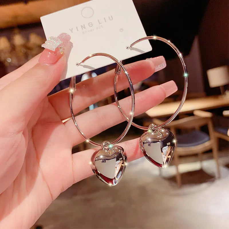 Korean Fashion Emerald Crystal Dangle Earrings for Women Trendy Gold Color Hollow Stud Earring Birthday Gifts Pendientes Mujer