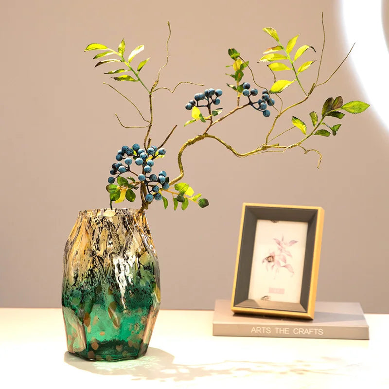 Glass Vase Irregular Gradients Speckled Black Glass Bottle Fruit Bowl Desktop Organization Organization Terrarium Vases Pots