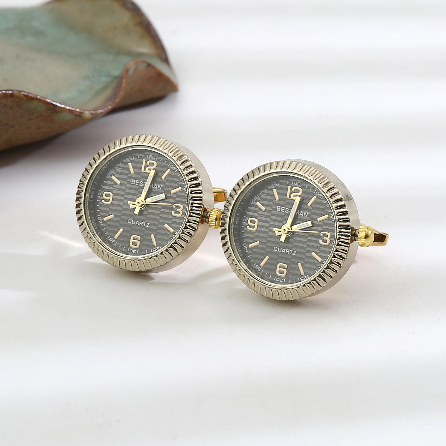 Luxury Retro Men's Watches Cufflinks French Shirts Cufflink Round Rotating Clock Buttons Men New High-end Business Jewelry Gifts