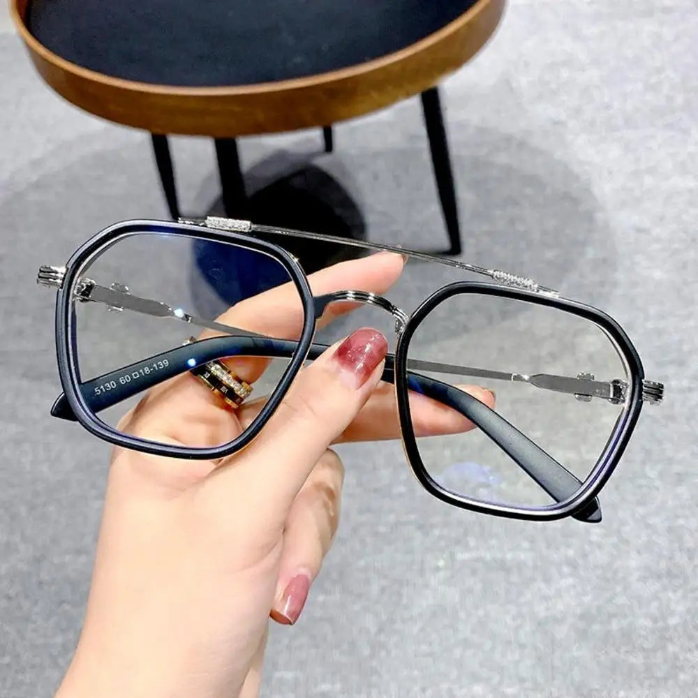 2024 New Fashion Men Sunglasses Oversized Frame Women Anti-blue Light Transparent Glasses UV400 Eyewear Flat Mirror Eyeglass