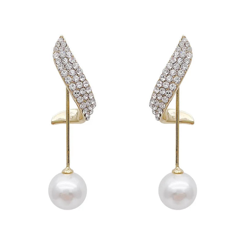 2023 New Classic Elegant Imitation Pearl Dangle Earrings For Women Crystal Long Tassel Exquisite Drop Earring Wedding Jewelry