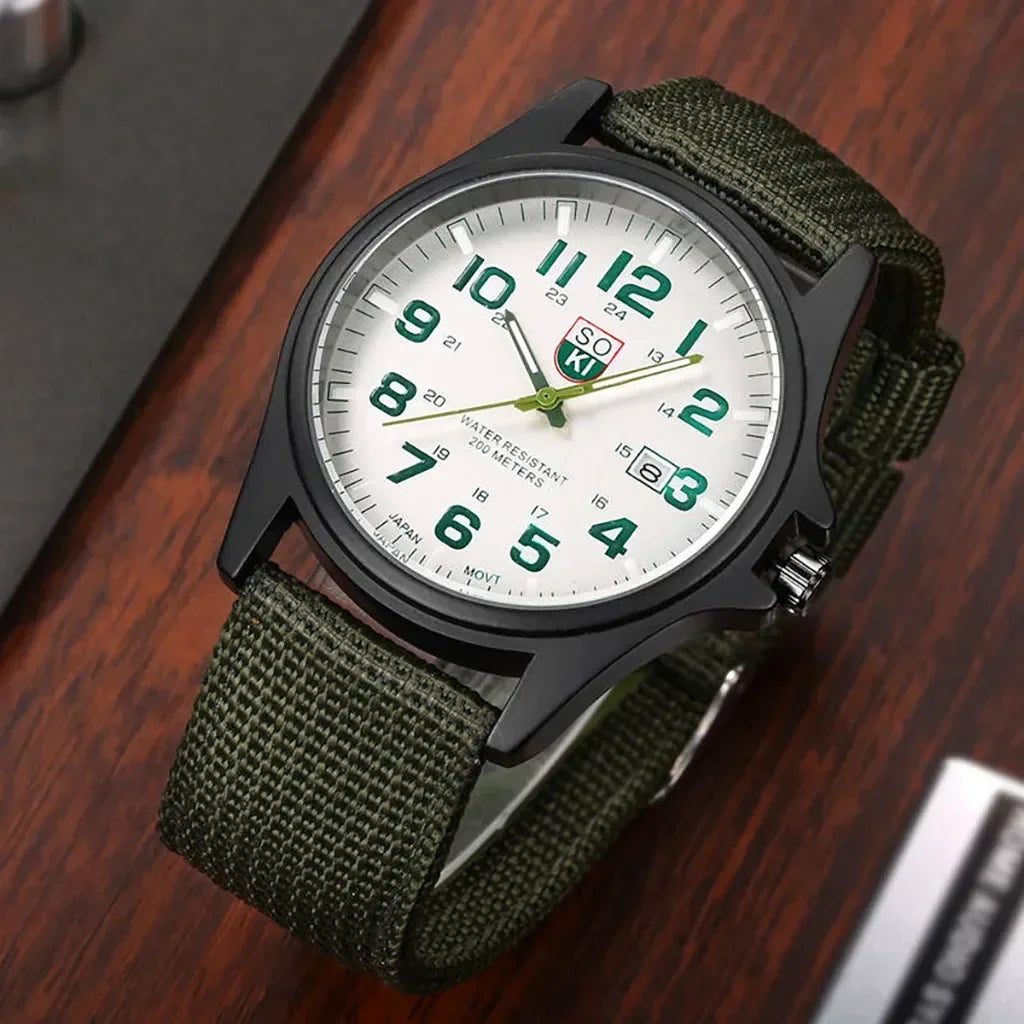 2024 New Fashionable Casual Men Watch Fashion Men's Military Watch Woven Nylon Belt Calendar Quartz Watch Часы Мужские Наручные