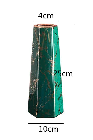Marbling Ceramics Desktop Vase Hexagon Flower Arrangement Decoration Hydroponic Vases Three-piece Suit Ornaments