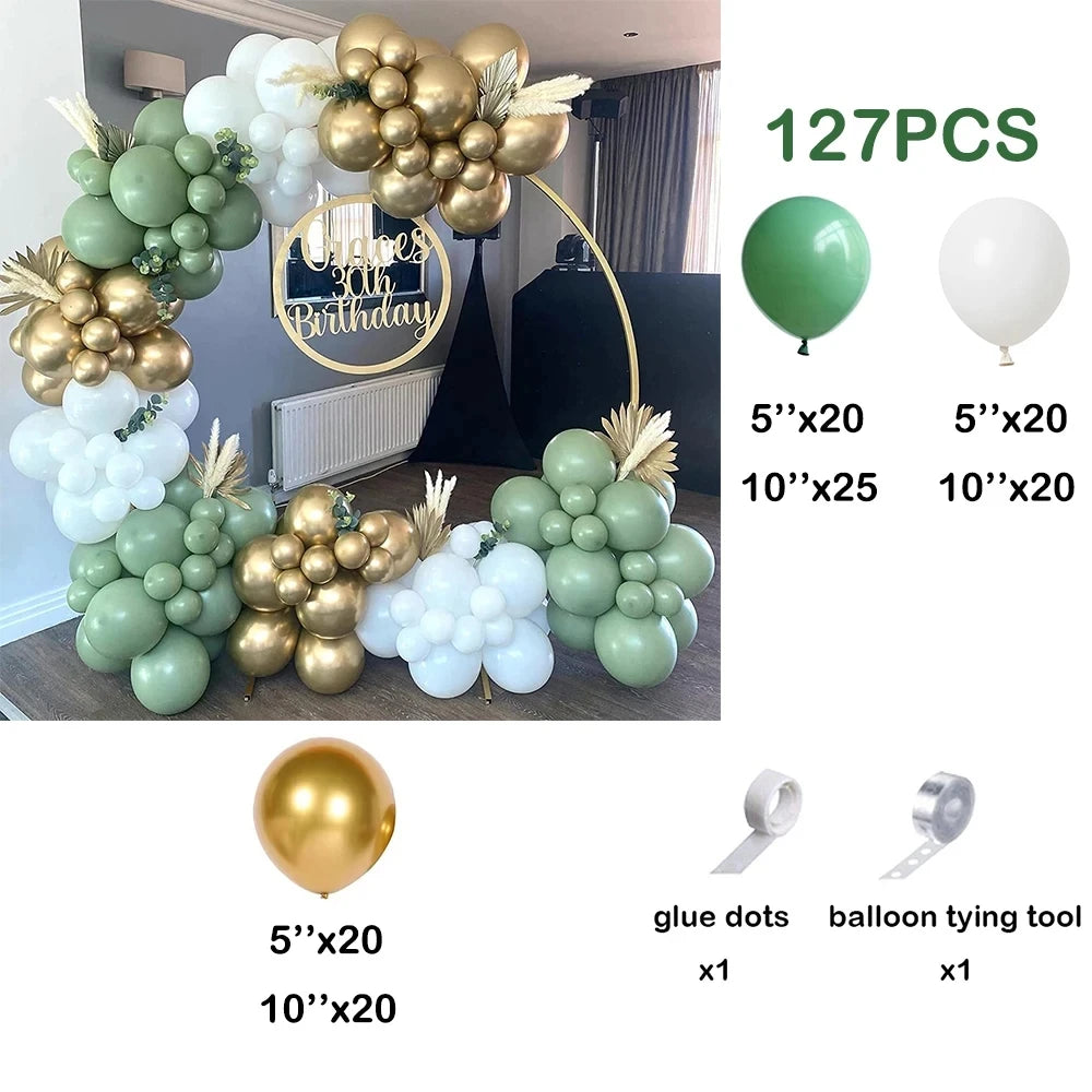 139Pcs Avocado Sage Green Balloons Arch Sand White Gold Balloon Garland Kit Jungle Safari Decor Baby Shower Birthday Party Decor