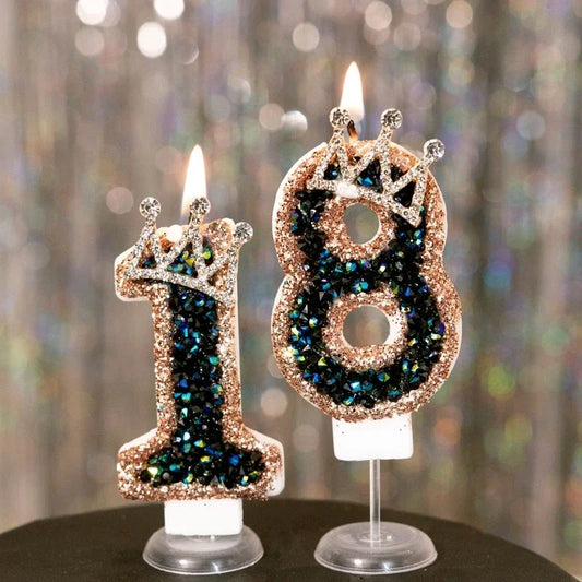 Crown Number Candles Birthday Digital 0-9 Cake Decoration, Cake Topper Birthday Anniversary Day Decor