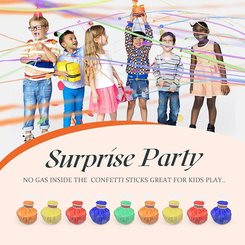 10Packs White Streamers Poppers Colorful Hand Throw Confetti Poppers No Mess Paper Crackers for Birthday Wedding Party Supplies