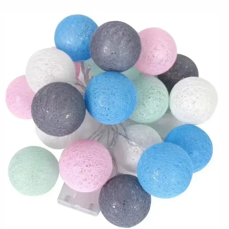 LED Cotton Balls String Lights Chain Strings Light Fairy Garland Lighting for Home Outdoor Garden Wedding Party Christmas Decor