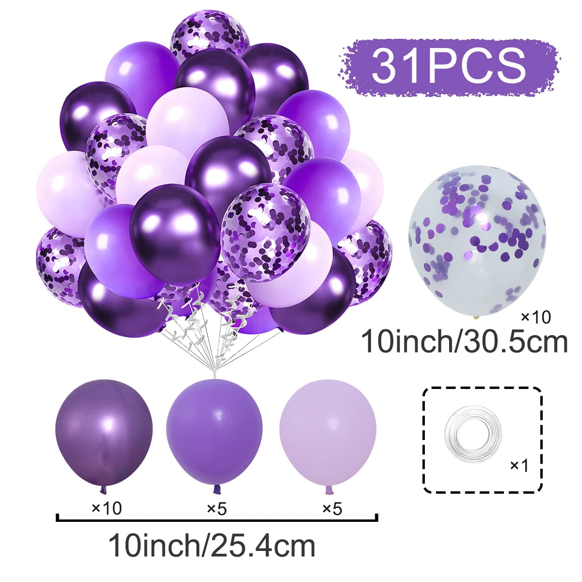 31/36/37/51/101Pcs Metallic Balloons Pearl White Latex Balloon Gold Confetti Balloons for Birthday Weddings Party Decorations