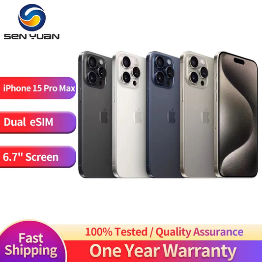iPhone 15 Pro Max Dual eSIM 6.7" Genuine LTPO Super Retina XDR OLED Face ID NFC A17Pro 8GB 256/512GB/1TB used 5G Cell Phone