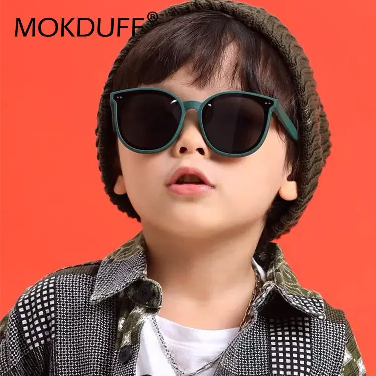 3-12 Years Kids Polarized Sunglasses Boys' Cool Girls Soft TPEE Frame Cat Eye Design Fashion Sun UV400 Protection Oval Glasses