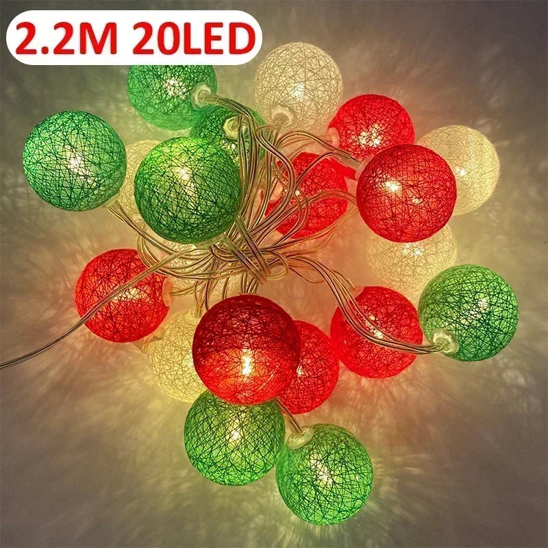 LED Cotton Balls String Lights Chain Strings Light Fairy Garland Lighting for Home Outdoor Garden Wedding Party Christmas Decor
