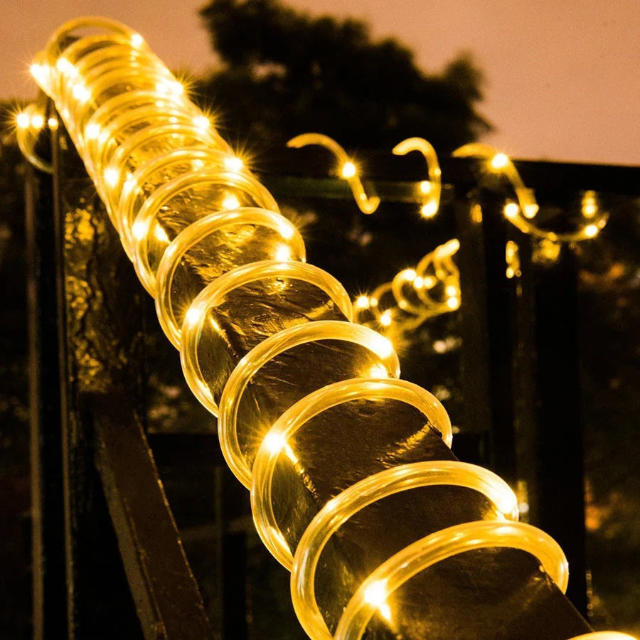 New LED Christmas Garland String Lights Outdoor 8 Modes 10/20/30M Rope Tube Fairy Garden Lights for Party Wedding Holiday Decor